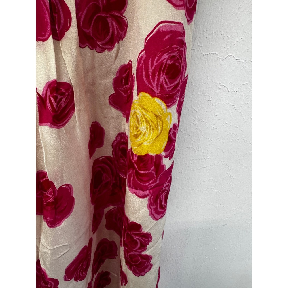 Anthropologie Moulinette Soeurs 100% Silk Magenta Rose Floral Slip Dress Sz 4 - Picture 9 of 15